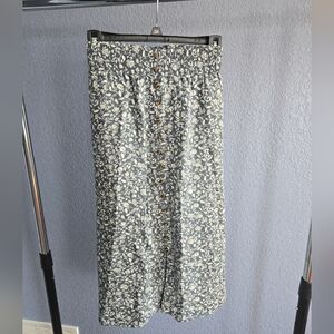 Sonoma Green and White Pleated Pencil Midi Skirt